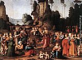 Francesco Ubertini Bacchiacca II Canvas Paintings - The Preaching of Saint John the Baptist